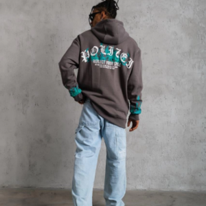 Erkek 3 iplik Pamuklu Alev Baskılı Kapüşonlu hoodie Sweatshirt - Gri
