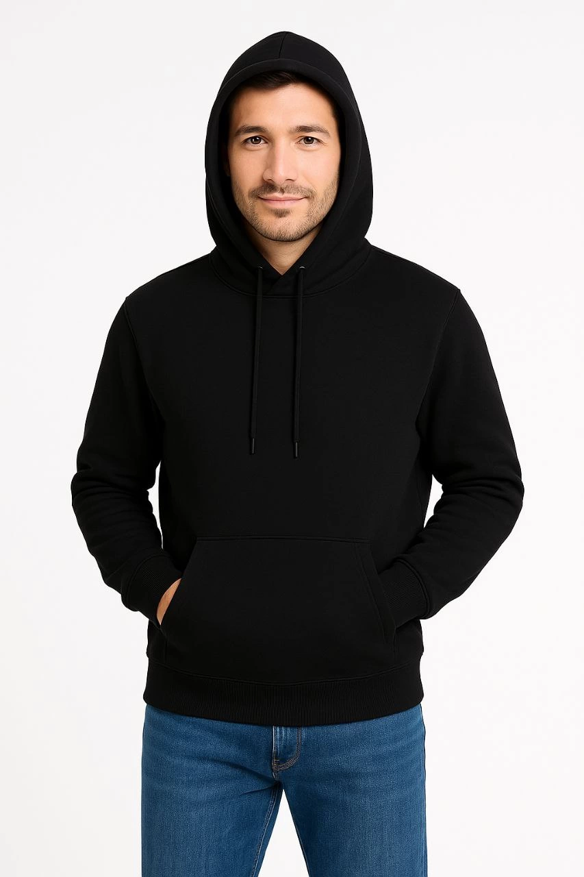 erkek-uc-iplik-kapusonlu-kanguru-cepli-sweatshirt-hoodie-siyah-88113354-sw853sh1280 Erkek 3 İplik Pamuklu Kapüşonlu Kanguru Cepli SweatShirt hoodie - Siyah - Görsel 2