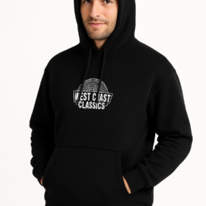 Erkek Kapüşonlu Kanguru Cepli Sweatshirt 3 İplik Pamuklu Baskılı Hoodie - Siyah