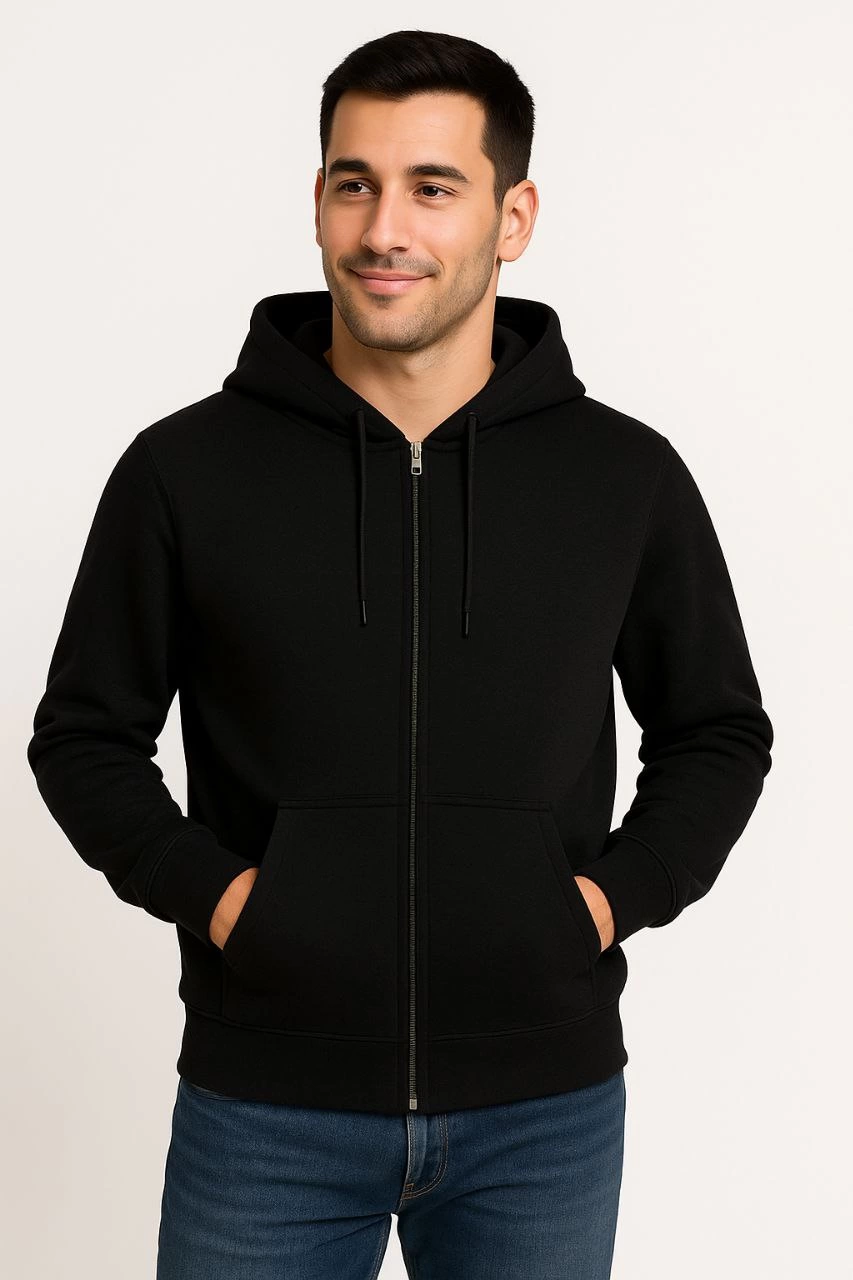 erkek-uc-iplik-kapusonlu-tam-fermuarli-kanguru-cepli-sweatshirt-hoodie-siyah-19118256-sw853sh1280 Erkek 3 İplik Pamuklu Kapüşonlu Tam Fermuarlı Cepli Hoodie Sweatshirt - Siyah - Görsel 2