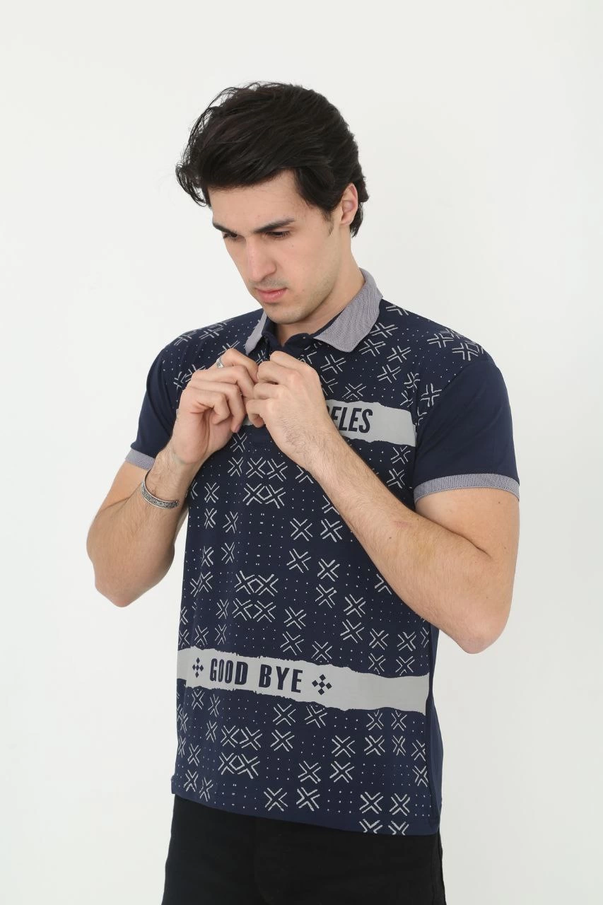 erkek-yakali-slim-fit-baskili-t-shirt-lacivert-10184126-sw853sh1280 Erkek Polo Yaka tişört Slim Fit Baskılı Kısa kol T-Shirt - Lacivert