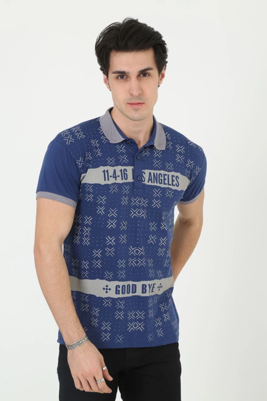 erkek-yakali-slim-fit-baskili-t-shirt-mavi-35948619-sw853sh1280 Erkek Polo Yaka tişört Slim Fit Baskılı Kısa kol T-Shirt - Mavi