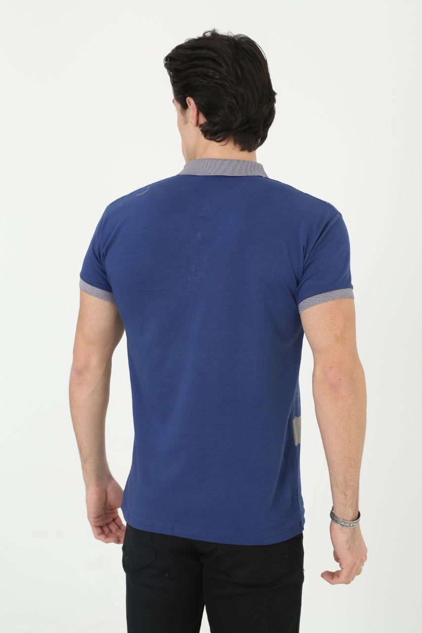 erkek-yakali-slim-fit-baskili-t-shirt-mavi-77665726-sw853sh1280 Erkek Polo Yaka tişört Slim Fit Baskılı Kısa kol T-Shirt - Mavi - Görsel 2