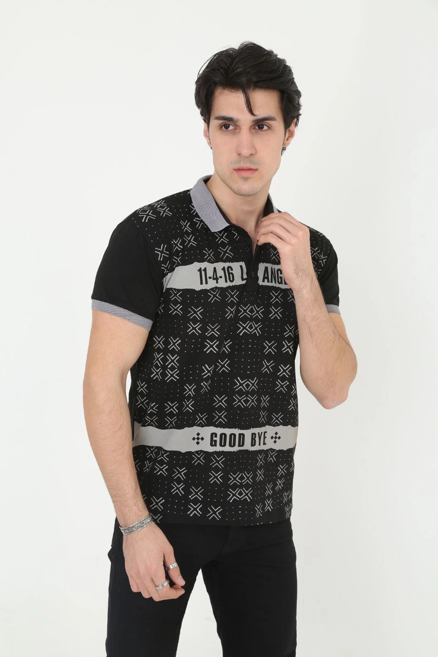 erkek-yakali-slim-fit-baskili-t-shirt-siyah-94945287-sw853sh1280 Erkek Polo Yaka tişört Slim Fit Baskılı Kısa kol T-Shirt - Siyah