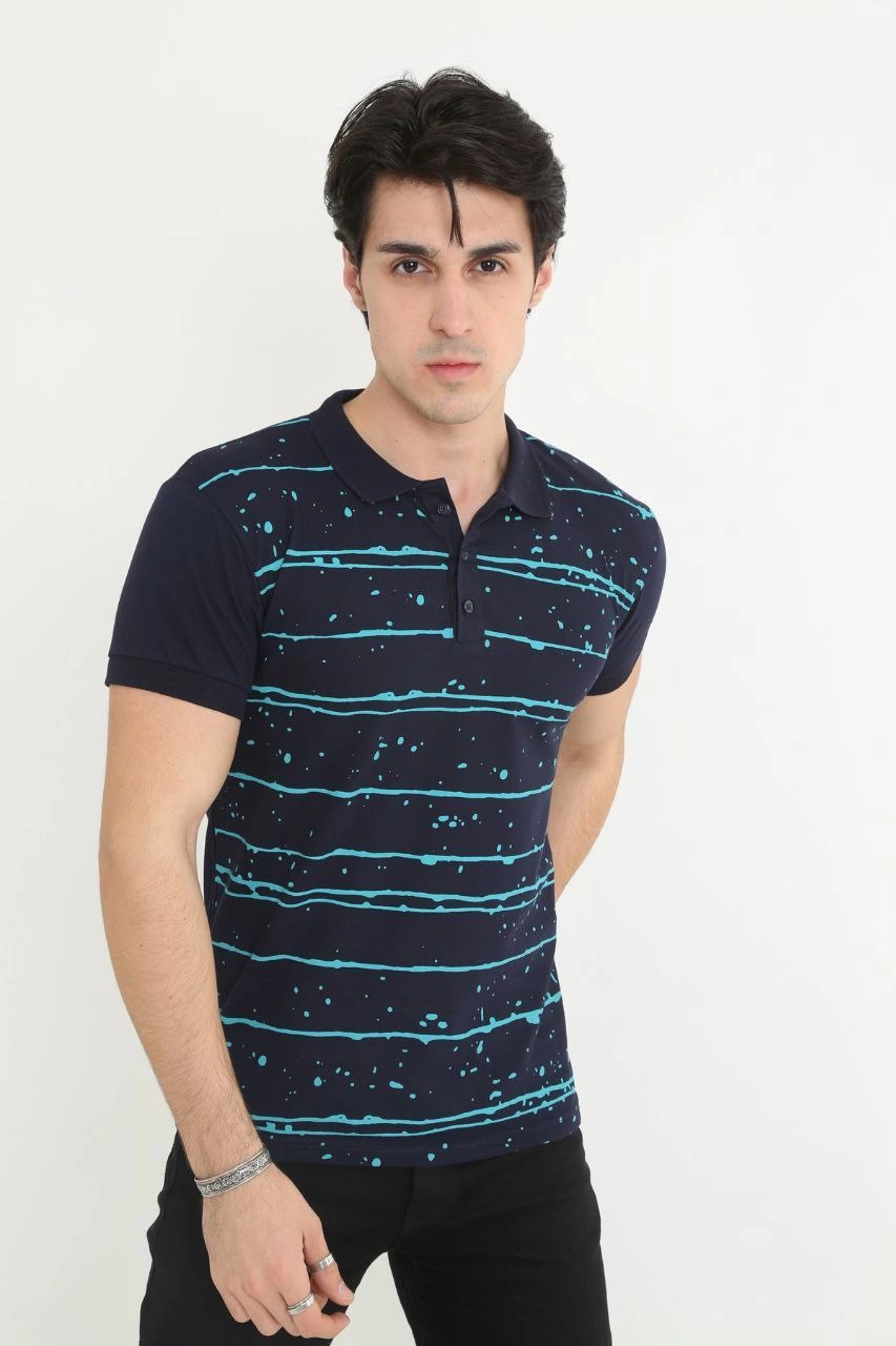 erkek-yakali-slim-fit-dokuma-cizgili-t-shirt-lacivert-92154825-sw853sh1280 Erkek polo Yaka tişört Slim Fit Pike Çizgili Kısa kol T-Shirt - Lacivert