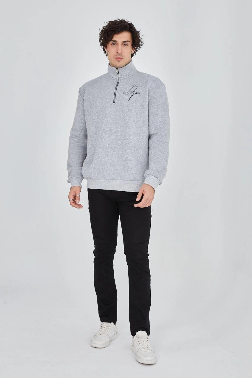 erkek-yarim-fermuarli-baskili-sweat-gri-162574634-sw853sh1280 Erkek Yarım Fermuarlı Baskılı 3 iplik pamuklu sweatshirt - Gri