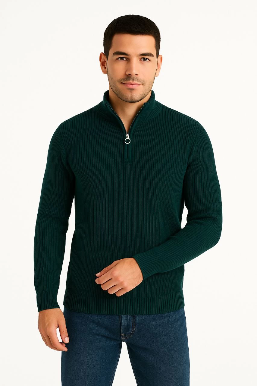 erkek-yarim-fermuarli-triko-kazak-selanik-orgu-dik-yaka-pamuklu-dokuma-regular-fit-uzun-kollu-kislik-model-haki-23590034-sw853sh1280 Erkek Yarım Fermuarlı Triko Kazak Selanik Örgü Dik Yaka Pamuklu Dokuma Regular Fit - Haki - Görsel 2