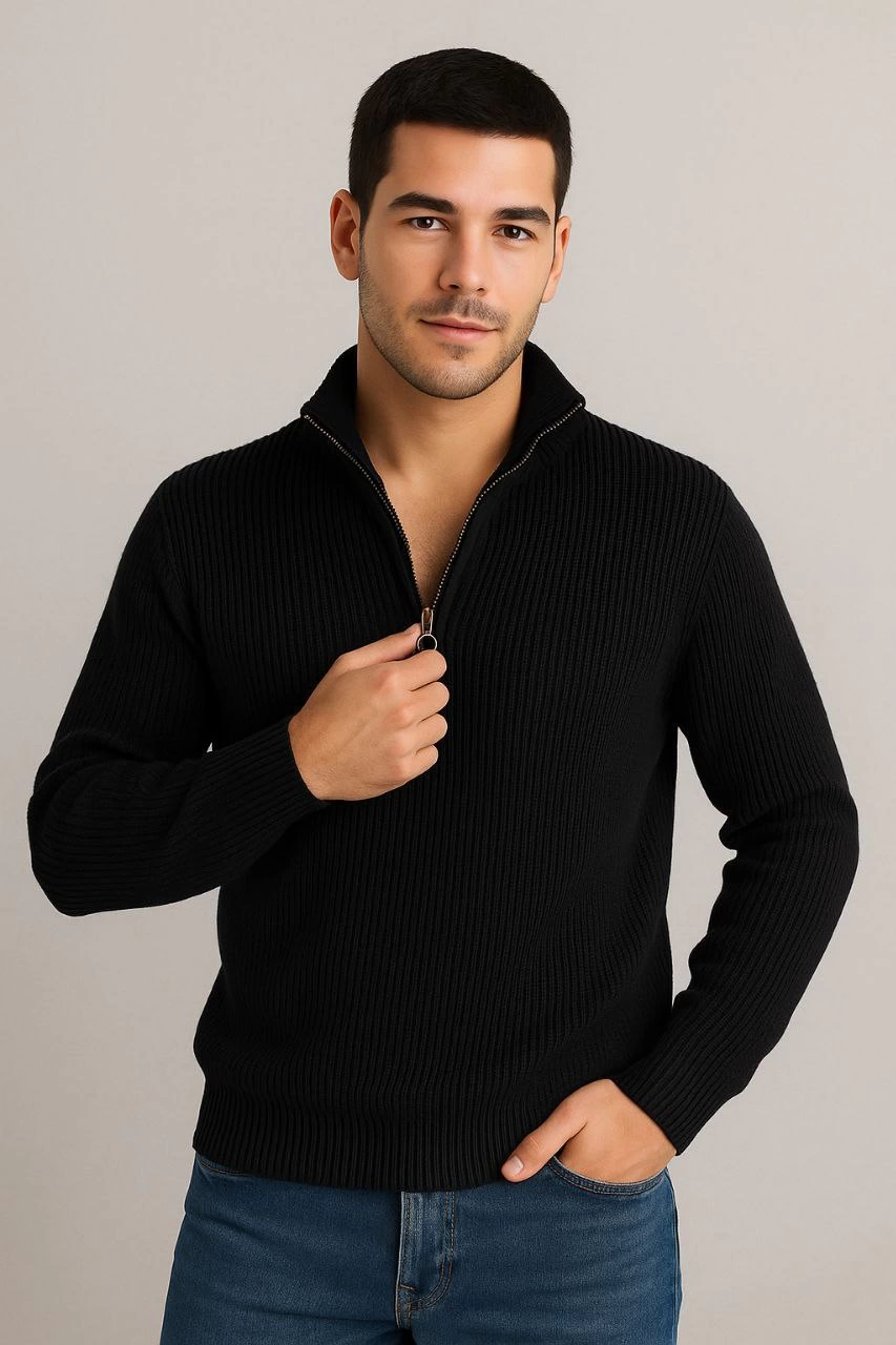 erkek-yarim-fermuarli-triko-kazak-selanik-orgu-dik-yaka-pamuklu-dokuma-regular-fit-uzun-kollu-kislik-model-siyah-38467095-sw853sh1280 Erkek Yarım Fermuarlı Triko Kazak Selanik Örgü Dik Yaka Pamuklu Dokuma Regular Fit - Siyah