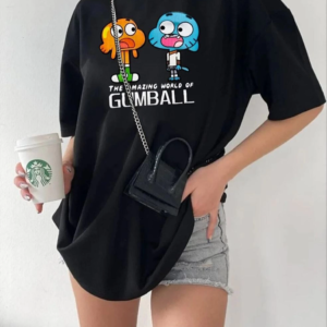 Kadın Kısa kol Tişört Bisiklet Yaka Baskılı Oversize T-Shirt - Siyah