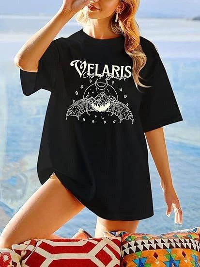 kadin-bisiklet-yaka-baskili-t-shirt-siyah-91327170-sw413sh550 Kadın Baskılı T-Shirt Kısa Kol Bisiklet Yaka Oversize Rahat Kalıp Tişört - Siyah - Görsel 2