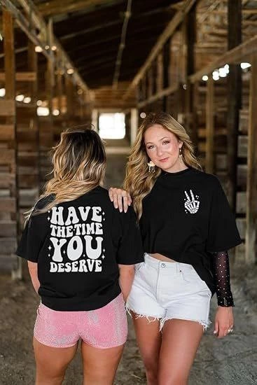 kadin-bisiklet-yaka-kisa-kol-baskili-t-shirt-siyah-17148177-sw367sh550 Kadın Baskılı T-Shirt Kısa Kol Bisiklet Yaka Oversize Rahat Kalıp Tişört - Siyah