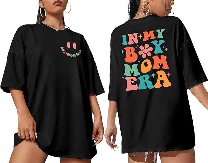 kadin-bisiklet-yaka-kisa-kol-baskili-t-shirt-siyah-71934643-sw679sh532 Kadın Baskılı T-Shirt Kısa Kol Bisiklet Yaka Oversize Rahat Kalıp Tişört - Siyah - Görsel 2