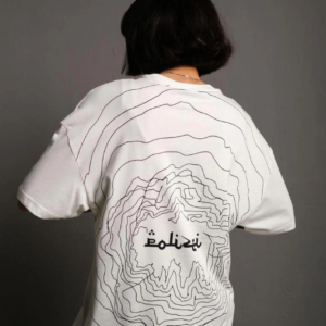 Kadın Bisiklet Yakalı Sırt Baskılı Kısa kol Oversize T-Shirt - Beyaz