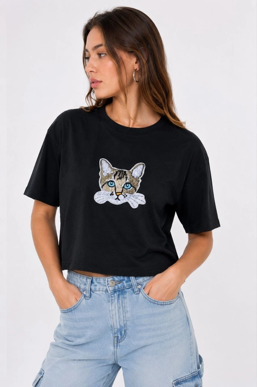 kadin-kedi-baskili-oversize-crop-tisort-salas-basic-yarim-kol-t-shirt-siyah-48479516-sw852sh1280 Kadın Kedi Baskılı Oversize Crop Tişört Salaş Basic Yarım Kol T-shirt - Siyah - Görsel 2