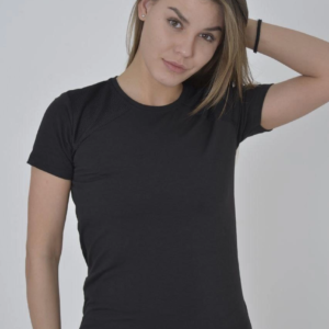 Kadın Omuz Fileli T-Shirt Kısa Kol Bisiklet Yaka Slimfit Tişört  - Siyah