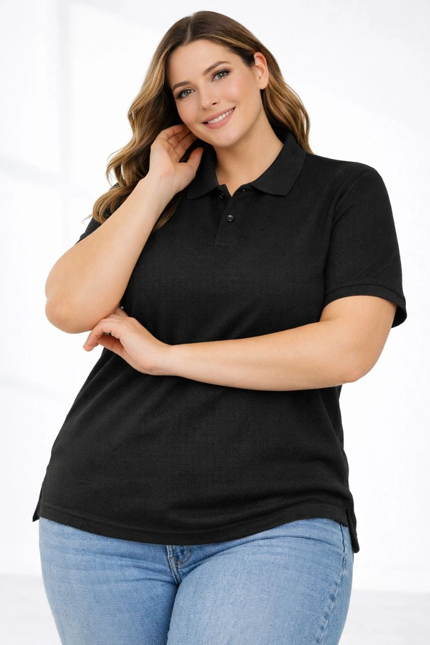 kadin-pike-kumas-dugmeli-yaka-battal-buyuk-beden-gunluk-kisa-kol-tisort-t-shirt-siyah-74451814-sw853sh1280 Kadın Battal Beden Tişört Polo Yaka Pike Kumaş Kısa Kol T-Shirt - Siyah - Görsel 2