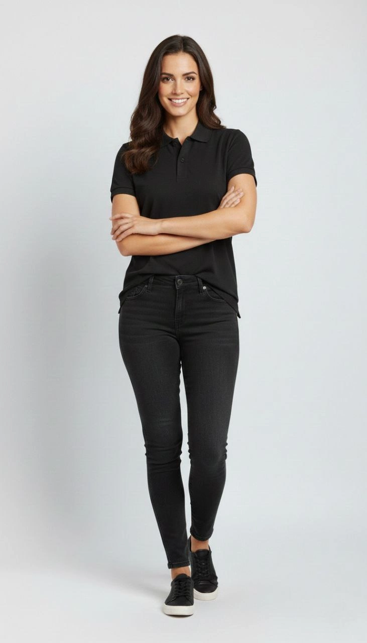 kadin-pike-kumas-dugmeli-yaka-regular-rahat-gunluk-kisa-kol-tisort-t-shirt-siyah-59370557-sw731sh1280 Kadın Polo Yaka Tişört Pike Kumaş Kısa Kol Regular Fit Yazlık T-Shirt - Siyah - Görsel 2