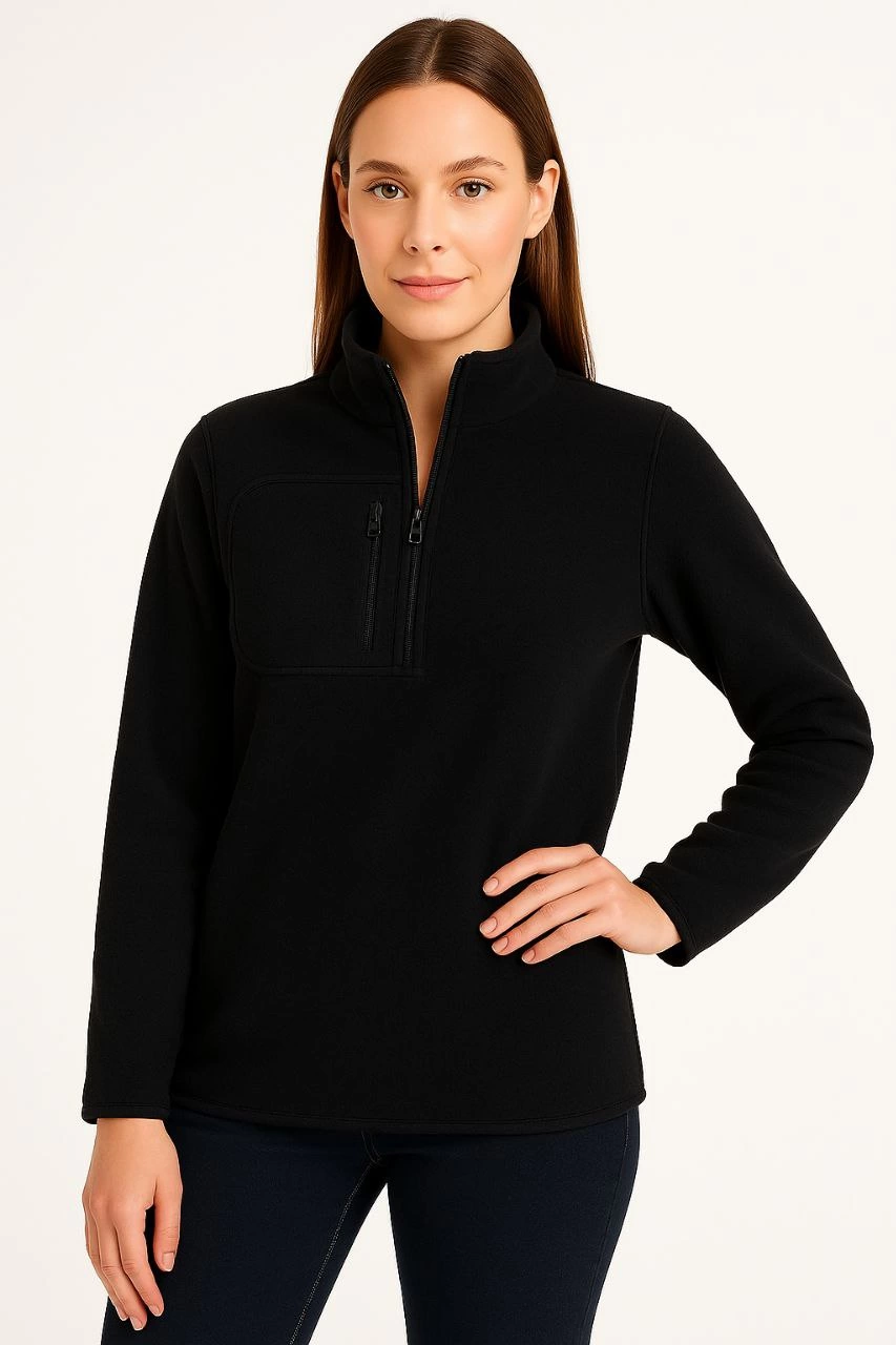 kadin-polar-kazak-dik-yaka-yarim-fermuarli-fermuarli-gogus-cepli-siyah-biyeli-kislik-rahat-regular-fit-gunluk-model-siyah-28418219-sw853sh1280 Kadın Polar Kazak Dik Yaka Yarım Fermuarlı Fermuarlı Göğüs Cepli Siyah Biyeli - Siyah - Görsel 2