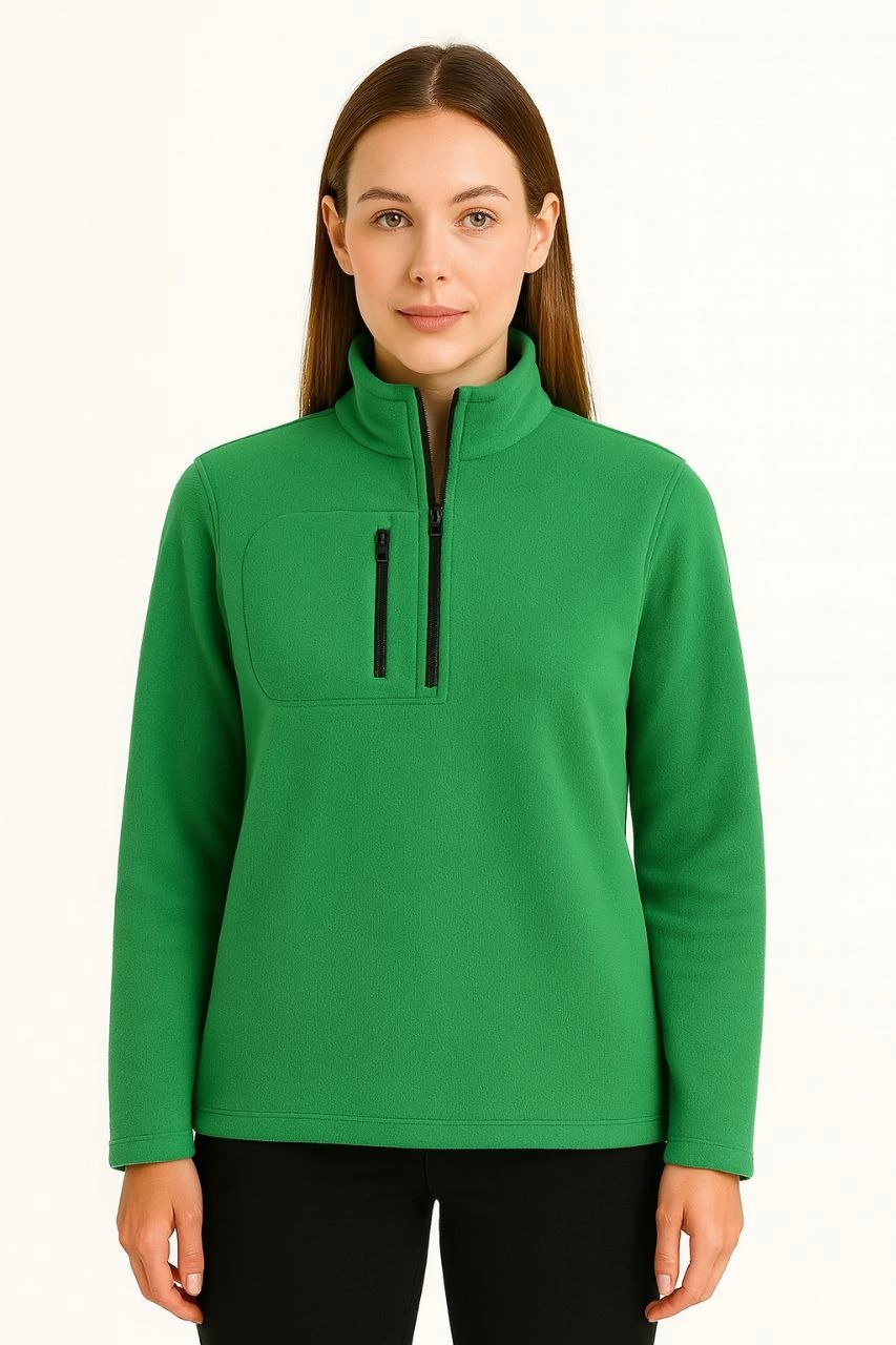 kadin-polar-kazak-dik-yaka-yarim-fermuarli-fermuarli-gogus-cepli-siyah-biyeli-kislik-rahat-regular-fit-gunluk-model-yesil-79397084-sw853sh1280 Kadın Polar Kazak Dik Yaka Yarım Fermuarlı Fermuarlı Göğüs Cepli Siyah Biyeli - Yeşil - Görsel 2