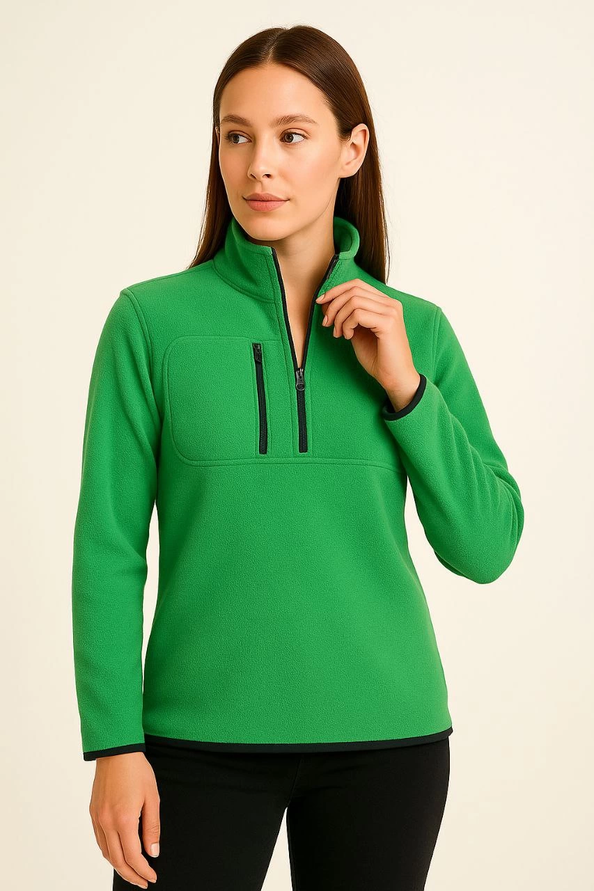 kadin-polar-kazak-dik-yaka-yarim-fermuarli-fermuarli-gogus-cepli-siyah-biyeli-kislik-rahat-regular-fit-gunluk-model-yesil-81815052-sw853sh1280 Kadın Polar Kazak Dik Yaka Yarım Fermuarlı Fermuarlı Göğüs Cepli Siyah Biyeli - Yeşil