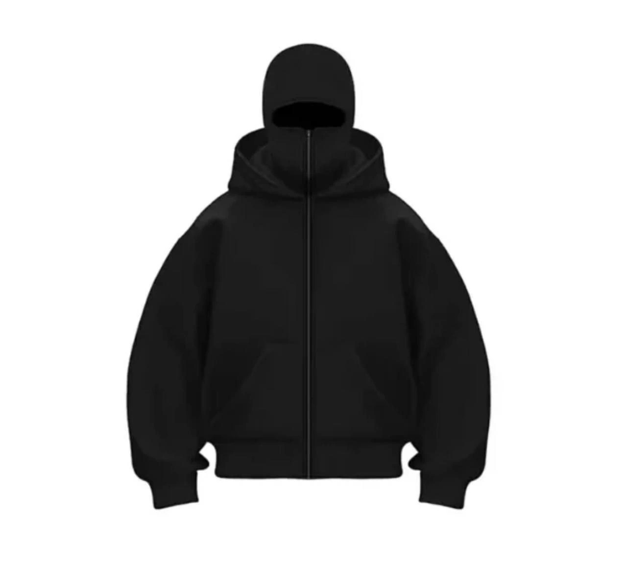 kadin-samuray-ninja-cift-kapsonlu-zip-fermuarli-kanguru-cepli-hoodie-maske-detayli-swetshirt-siyah-96707199-sw1280sh1185 Kadın Samuray Ninja Çift Kapüşonlu Maske Detaylı 3 İplik Hoodie - Siyah - Görsel 2