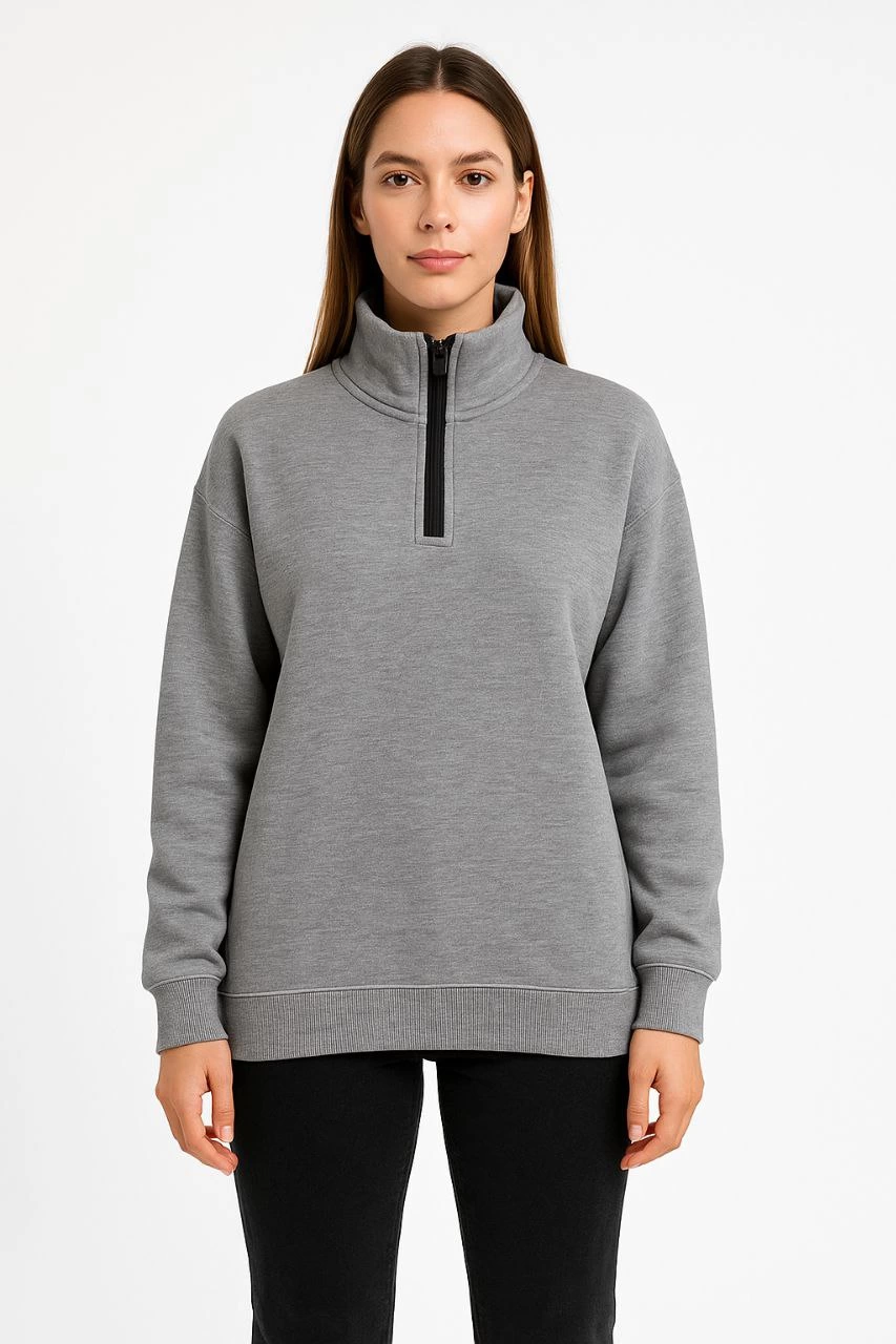 kadin-uc-iplik-dik-yaka-yarim-fermuarli-sweatshirt-gri-29871478-sw853sh1280 Kadın 3 İplik Pamuklu Dık Yaka Yarım Fermuarlı SweatShirt - Gri