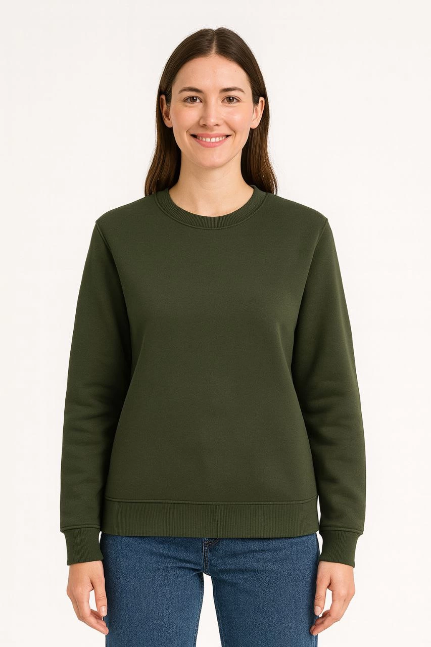 kadin-uc-iplik-duz-bisiklet-yaka-sweatshirt-haki-55284838-sw853sh1280 Kadın 3 İplik Pamuklu Düz Bisiklet Yaka SweatShirt - Haki - Görsel 2