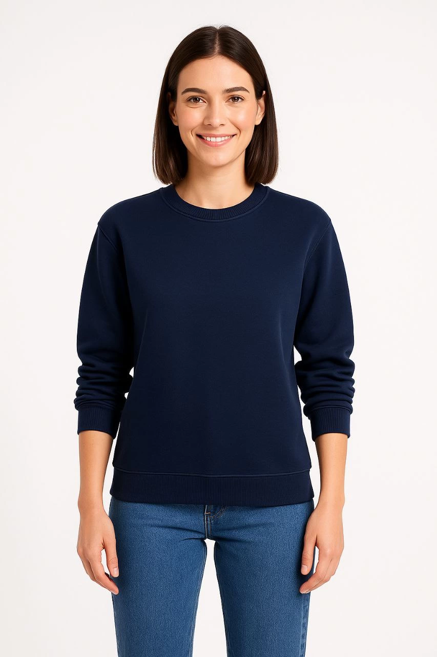 kadin-uc-iplik-duz-bisiklet-yaka-sweatshirt-lacivert-29904469-sw853sh1280 Kadın 3 İplik Pamuklu Düz Bisiklet Yaka SweatShirt - Lacivert - Görsel 2