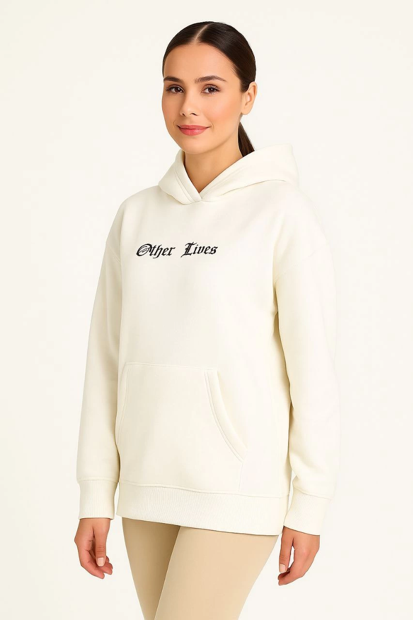kadin-uc-iplik-kapsonlu-on-ve-arka-baskili-sweatshirt-hoodie-beyaz-69053461-sw853sh1280 Kadın Kapüşonlu Kanguru Cepli Sweatshirt 3 İplik Pamuklu Baskılı Hoodie - Beyaz - Görsel 2