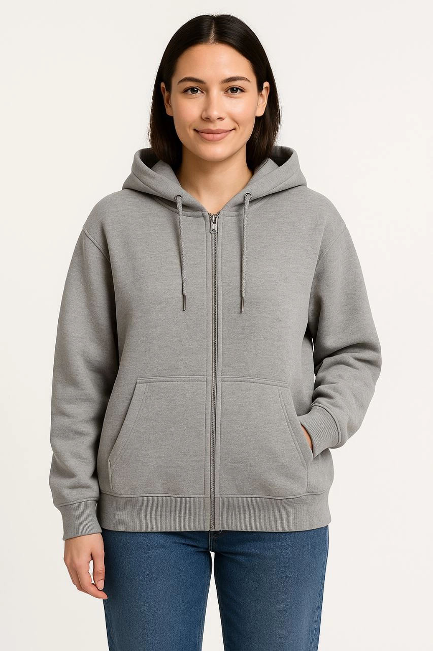 kadin-uc-iplik-kapusonlu-tam-fermuarli-kanguru-cepli-sweatshirt-hoodie-gri-83041269-sw853sh1280 Kadın 3 İplik Pamuklu Kapüşonlu Tam Fermuarlı Kanguru Cepli Sweatshirt Hoodie - Gri
