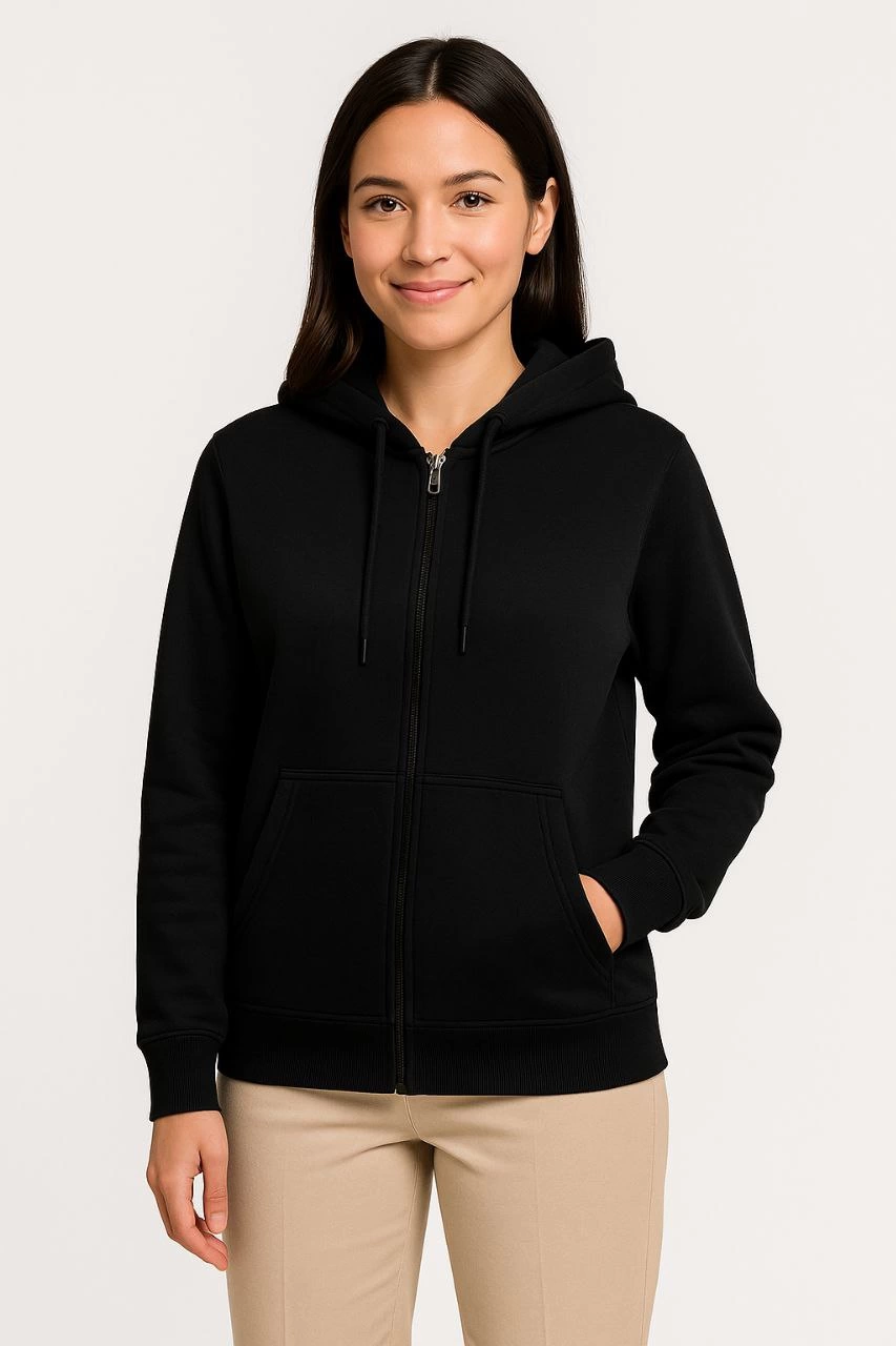 kadin-uc-iplik-kapusonlu-tam-fermuarli-kanguru-cepli-sweatshirt-hoodie-siyah-74621685-sw853sh1280 Kadın 3 İplik Kapüşonlu Tam Fermuarlı Kanguru Cepli Sweatshirt Hoodie - Siyah - Görsel 2