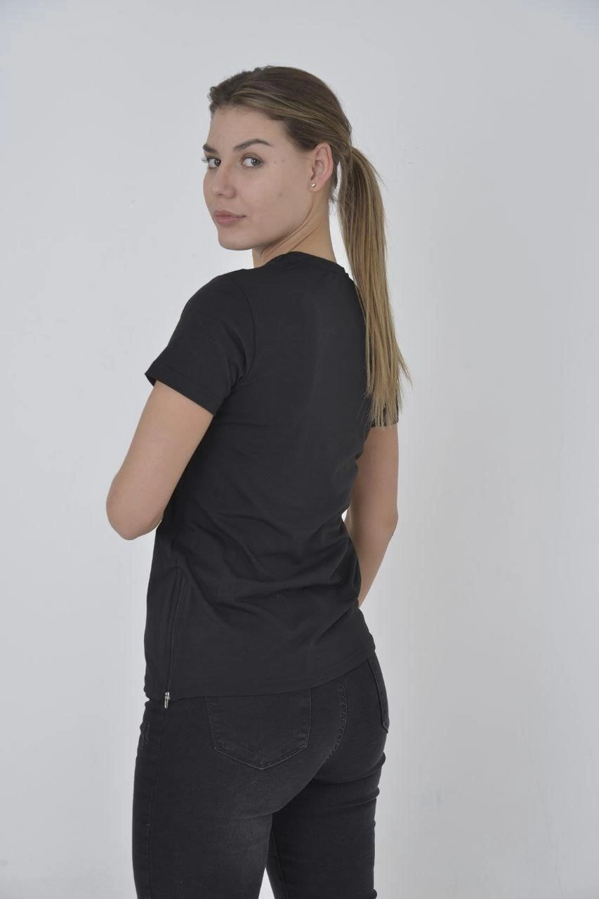 kadin-yandan-fermuarli-slim-fit-t-shirt-siyah-126752382-sw853sh1280 Kadın Yanlardan Fermuarlı T-Shirt Kısa Kol Bisiklet Yaka Slimfit Tişört - Siyah