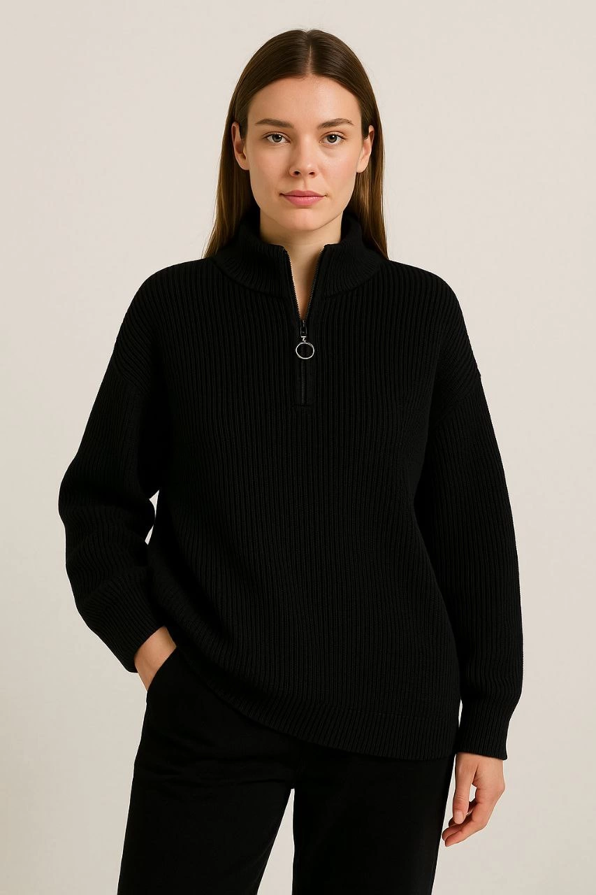 kadin-yarim-fermuarli-triko-kazak-selanik-orgu-dik-yaka-pamuklu-dokuma-oversize-uzun-kollu-kislik-model-siyah-38370647-sw853sh1280 KADIN Yarım Fermuarlı Triko Kazak Selanik Örgü Dik Yaka Pamuklu Dokuma Oversize - Siyah