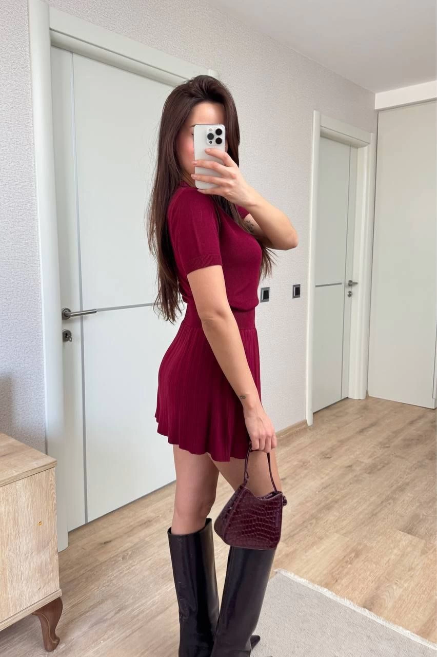 kisa-kollu-bluz-mini-etekli-ikili-takim-triko-bordo-8782569-sw852sh1280 Kadın Kısa Kollu Bluz Mini Etekli ikili Takım Triko - Bordo - Görsel 2