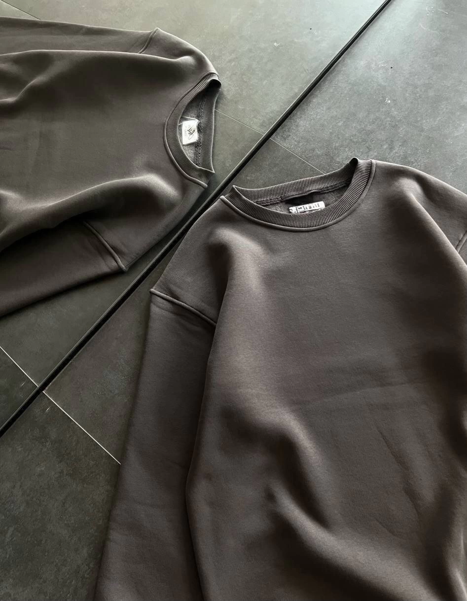 kislik-bisiklet-yaka-uc-iplik-basic-sweatshirt-fume-38520318-sw947sh1219 Kadın Bisiklet Yaka 3 İplik Pamuklu Basic SweatShirt - Füme - Görsel 2
