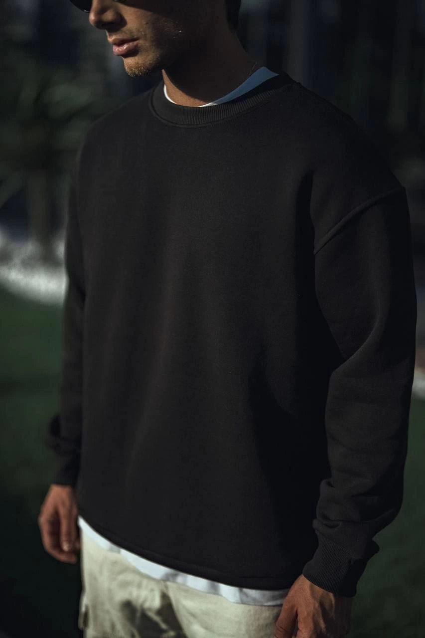 kislik-bisiklet-yaka-uc-iplik-basic-sweatshirt-siyah-85436263-sw853sh1280 Erkek pamuklu Bisiklet Yaka 3 İplik Basic SweatShirt - Siyah