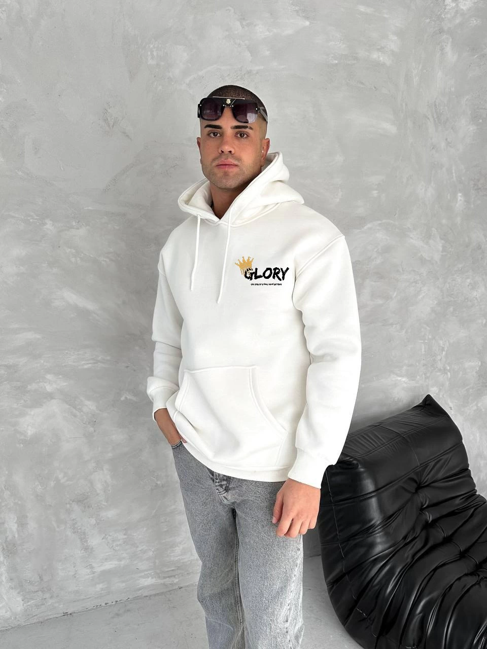 kislik-uc-iplik-kapsonlu-sweatshirt-beyaz-21351641-sw960sh1280 Erkek Kapüşonlu Kanguru Cepli Sweatshirt 3 İplik Pamuklu Baskılı Hoodie - Beyaz