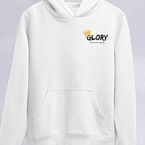 Kadın Oversize Kapüşonlu Kanguru Cepli Baskılı 3 İplik Pamuklu Sweatshirt Hoodie -   Beyaz