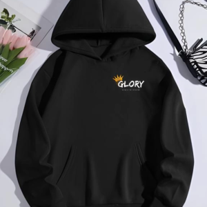 Kadın Oversize Kapüşonlu Kanguru Cepli Baskılı 3 İplik Pamuklu Sweatshirt Hoodie -   Siyah