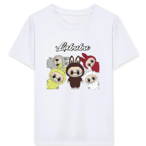 Kız Labubu Çocuk Baskılı T-Shirt - Beyaz