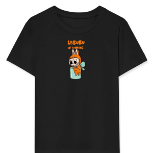 Kız Labubu Çocuk Baskılı T-Shirt - Siyah