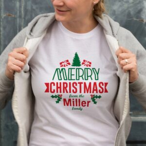 Yılbaşı Merry Christmas Miller Baskılı Oversize Bisiklet Yaka T-shirt - Beyaz