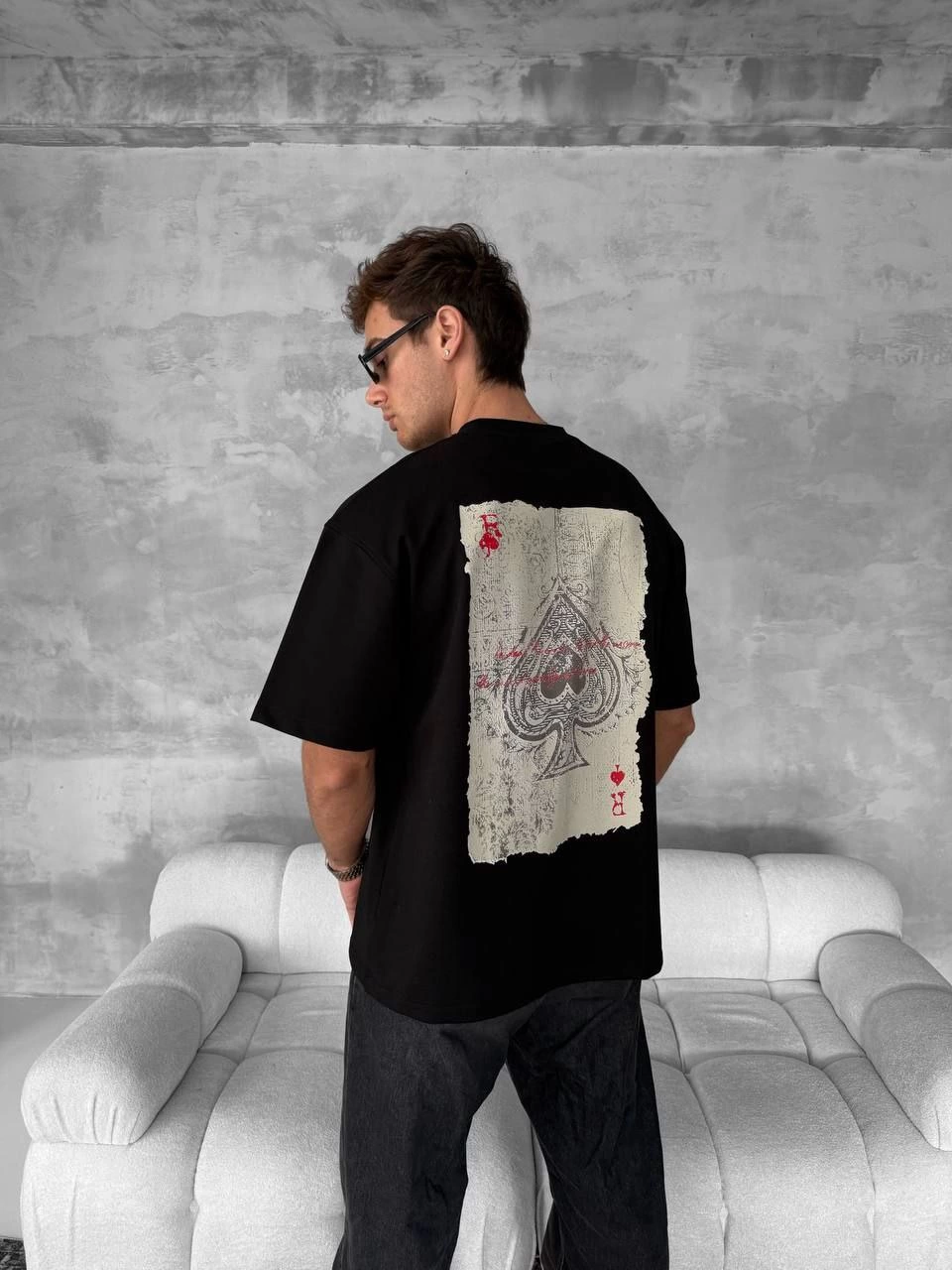 on-ve-arka-baskili-oversize-bisiklet-yaka-t-shirt-siyah-11770126-sw960sh1280 ERKEK Tişört Kısa Kol Ön ve Arka Baskılı Oversize Bisiklet Yaka T-shirt - Siyah - Görsel 2