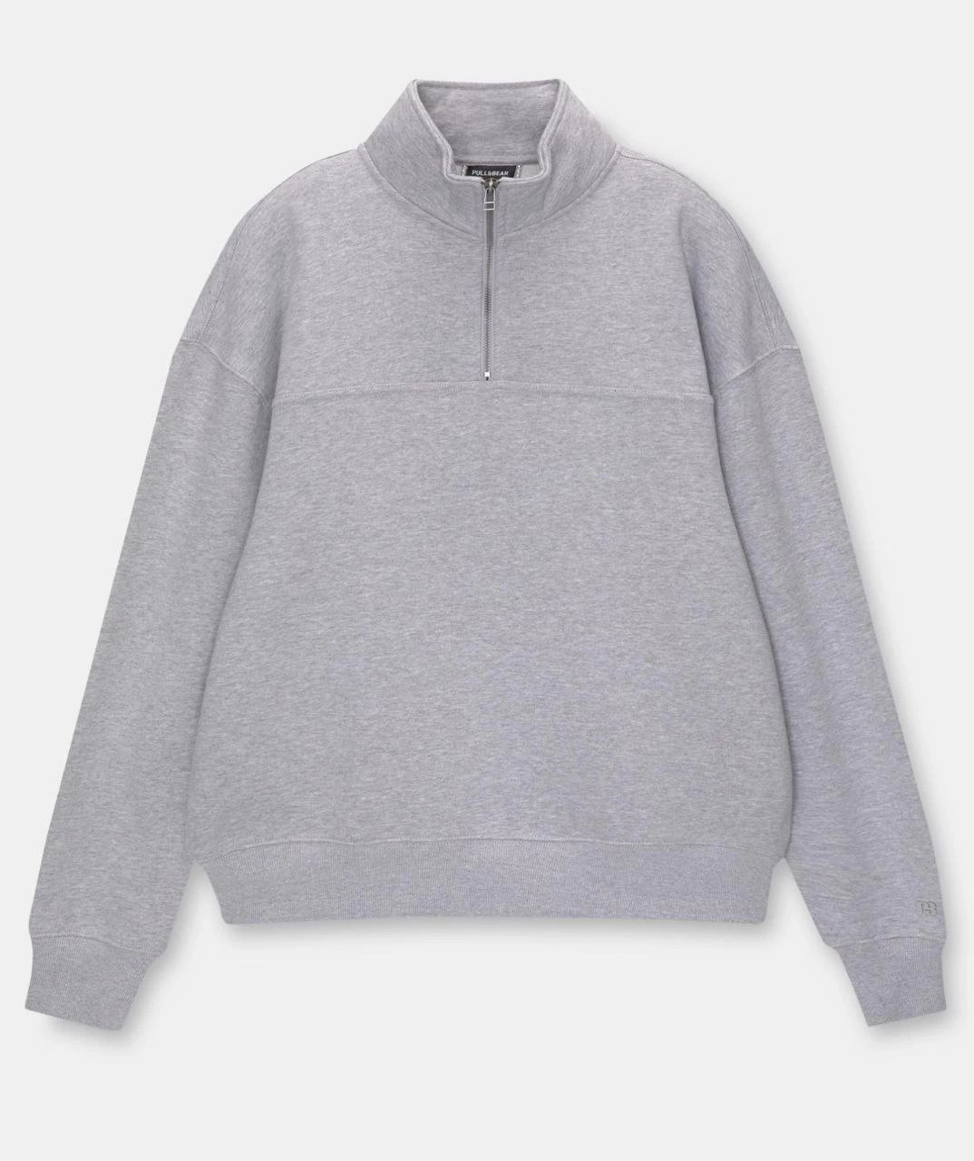 oversize-yarim-farmuarli-yakali-basic-sweatshirt-gri-3148650-sw1074sh1280 Kadın 3 İplik Pamuklu Oversize Yarım Fermuarlı Yakalı Basic Sweatshirt - Gri