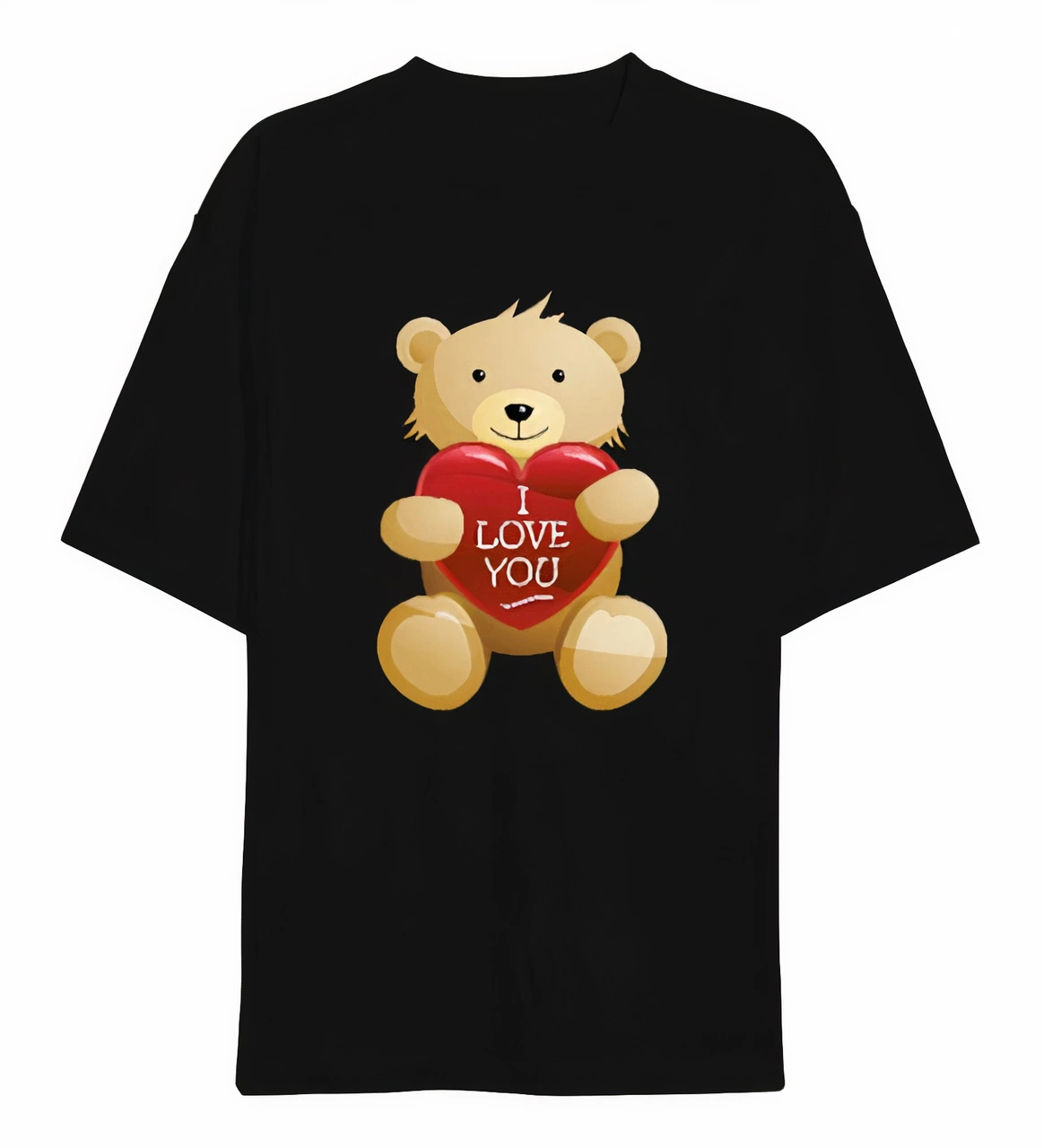 sevgililer-gunu-icin-ozel-tasarim-i-love-you-ayi-baskili-t-shirt-siyah-89944049-sw1164sh1280 14 Şubat Sevgililer Günü I Love You Ayı Baskılı Oversize Bisiklet Yaka T-shirt - Siyah