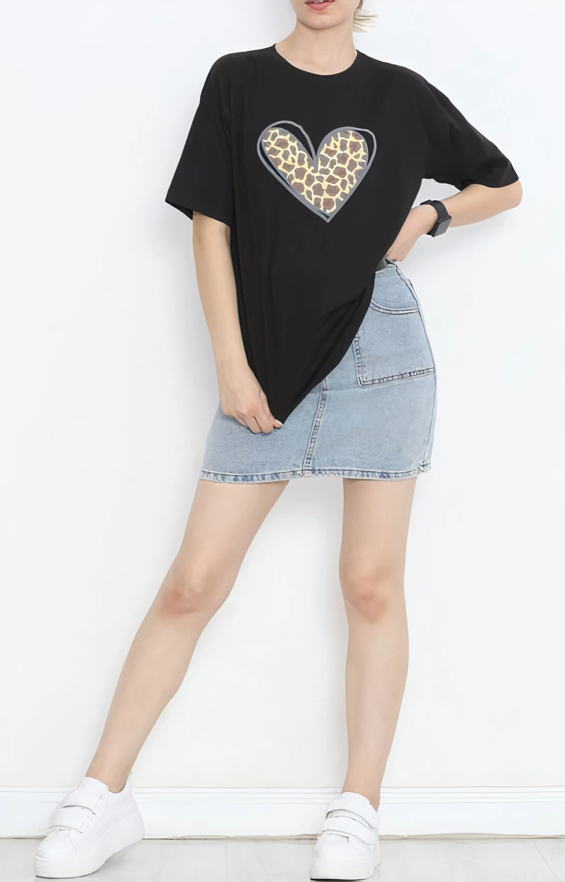 sevgililer-gunu-icin-ozel-tasarim-leopar-kalp-baskili-t-shirt-siyah-80302485-sw820sh1280 14 Şubat Sevgililer Günü Leopar Kalp Baskılı Oversize Bisiklet Yaka T-shirt - Siyah