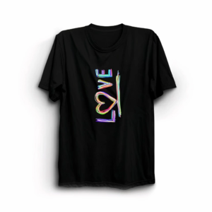 14 Şubat Sevgililer Günü Love Baskılı Oversize Bisiklet Yaka T-shirt - Siyah