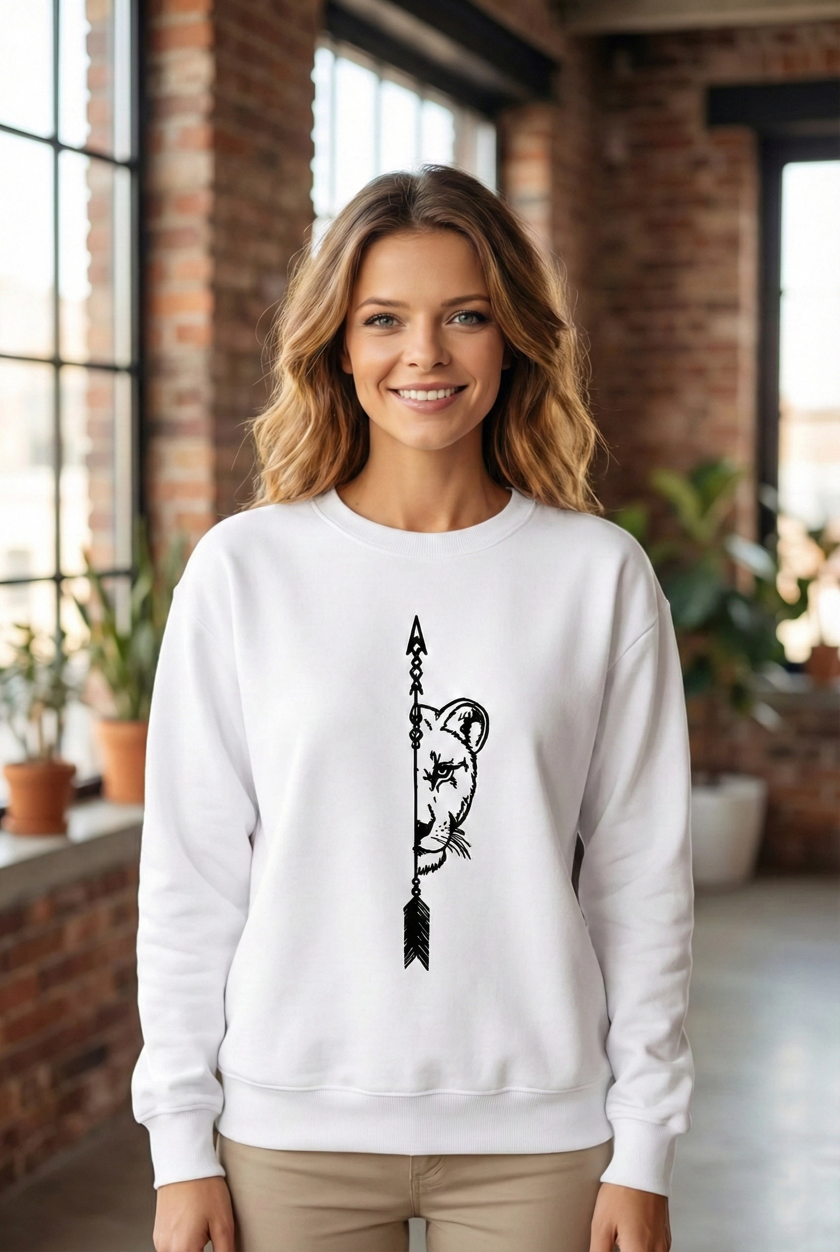 sevgililer-gunu-ozel-bisiklet-yaka-aslan-baskili-oversize-sweatshirt-beyaz-2588981-sw1696sh2528 Sevgililer Günü Baskılı Oversize Bisiklet Yaka Sweatshirt - Beyaz