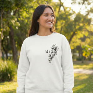 Sevgililer Gününe Baskılı Oversize Bisiklet Yaka Sweatshirt - Beyaz