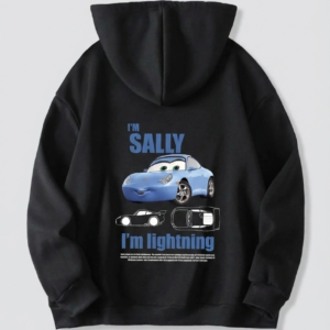 Sevgililer Günü Araba Temalı Baskılı Oversize Kapüşonlu Sweatshirt Hoodie - Siyah